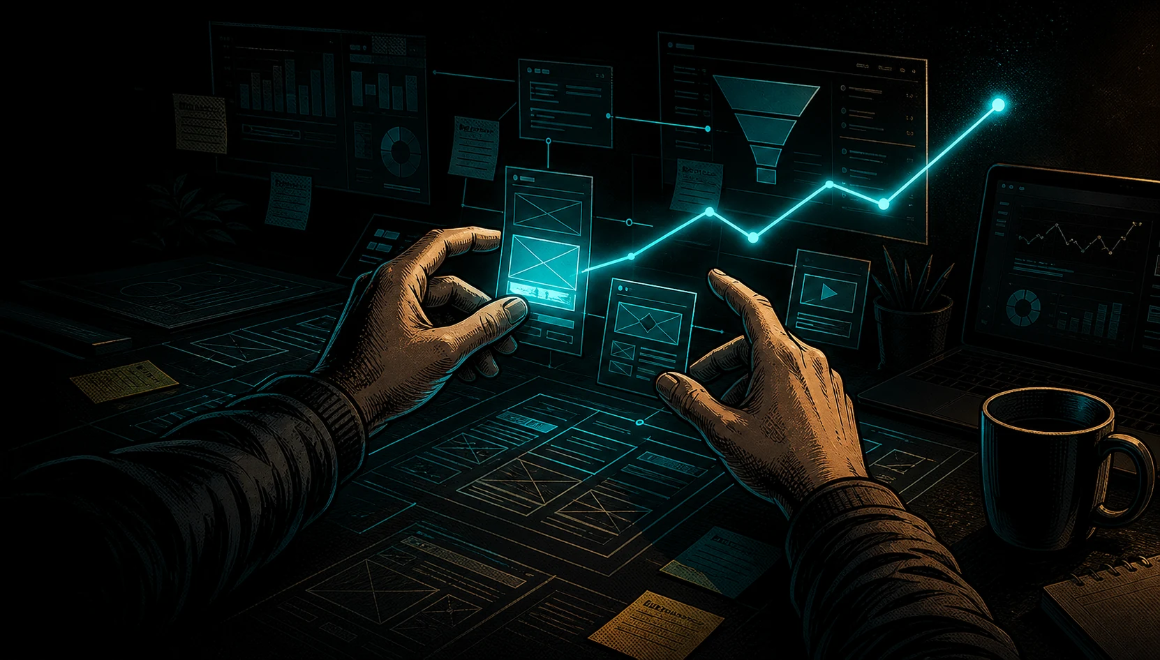 Digital growth partner illustration with campaign and website interface elements